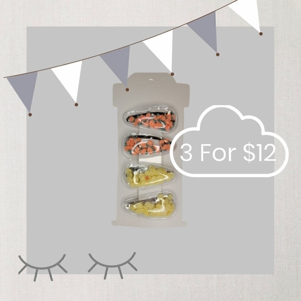 3 for $12 4pc Confetti snap On Barrettes 🍋 🥕
